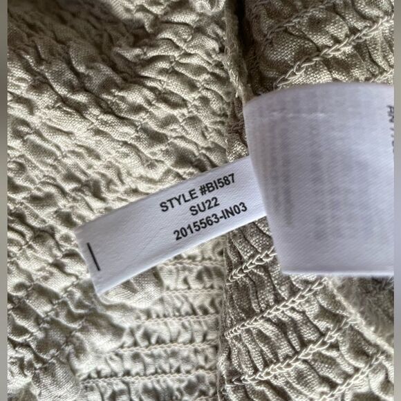 J Crew 100% Linen Smocked Shirred Spaghetti Strap Dress Size 14 - Picture 7 of 7